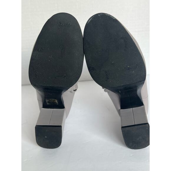 BALENCIAGA Gray Glove Leather Zip Up Chunky Heel Round Toe Ankle Boots 7  EU 37 - Picture 9 of 16